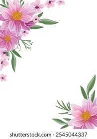 Fundo de quadro floral cor-de-rosa nos cantos.