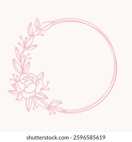 Pink Floral Frame. Clipart for designs, cards, invitations, fabrics, prints, stickers. Vector Illustration.
