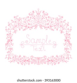 Pink floral frames for little princess, glamour girl and woman. Decorative vector frames. Can use for birthday card and wedding invitations.
