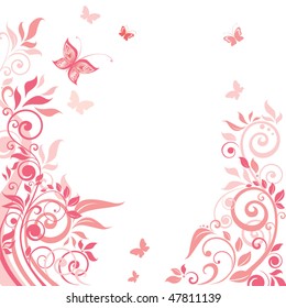 Pink floral greeting card