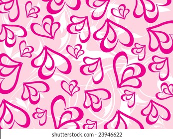 pink floral and heart, vector illustration