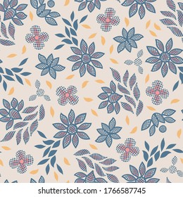 Pink floral lace embroidery inspired seamless vector pattern background. Surface pattern design.