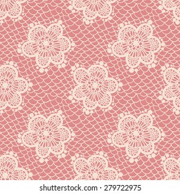 Pink Floral Lace Seamless Pattern. Elegant vintage Textile Background.