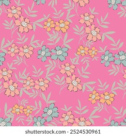 Padrão de liberdade floral rosa. Planta de fundo para moda, tapeçarias, impressões. Design floral moderno perfeito para moda e decoração