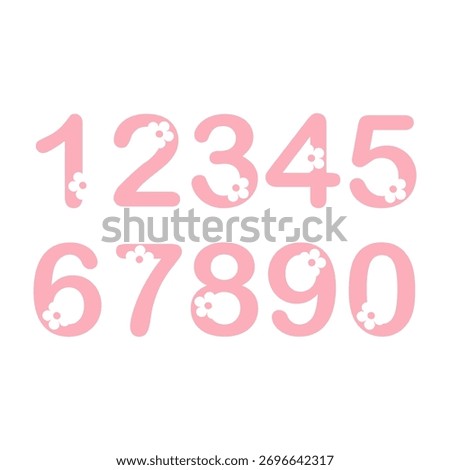 Pink Floral Number Vector – Cute Decorative Spring Font with Flowers for Design