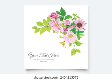 pink floral ornament wedding invitation card design