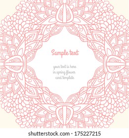 Pink floral ornate invitation card template background.