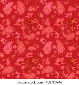 pink floral paisley seamless pattern