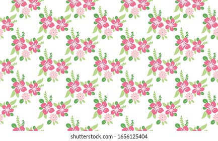 Pink floral pattern background for spring, with elegant leaf and floral design.
