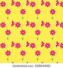 Pink floral pattern design with yellow background