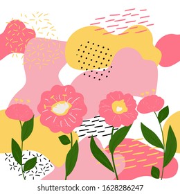 Pink Floral pattern with flowers. For textile, fabric, fashion, wrapper and surface. Printing with pink flowers.