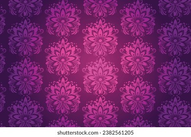 Patrón floral rosado sobre fondo morado