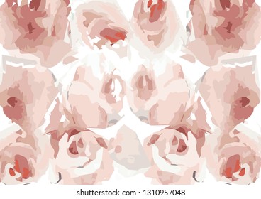 Pink floral pattern with roses. Vector print for fabric design, invitations decoration. Spring concept.