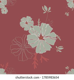 Pink Floral Pattern Seamless Vector Illustrator. Great for fabrics, textiles, wallpapers, backgrounds, 