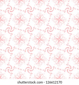 Pink floral pattern with swirling abstract elements on a white background