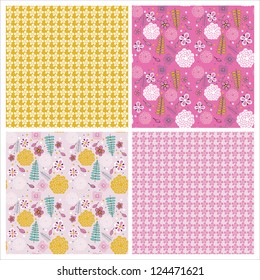 Pink floral patterns