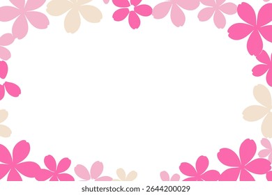 Ilustración vectorial floral rosada del marco del pétalo con los colores pastel suaves y el fondo claro, lugar para un texto