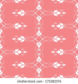 Pink floral romantic damask pattern. Vector illustration