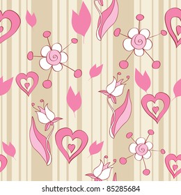 Pink floral seamless background
