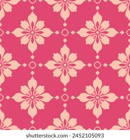 Pink floral seamless pattern. Abstract vector ornament template. Paisley elements. Great for fabric, invitation, background, wallpaper, decoration, packaging or any desired idea.