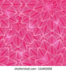 Pink Floral Seamless Pattern with Flower Silhouette. Vector Background Illustration
