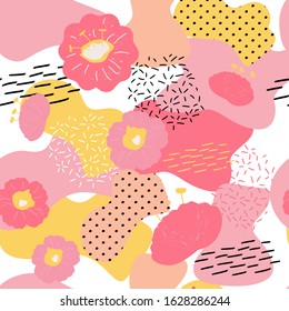 Pink Floral seamless pattern with flowers. For textile, fabric, fashion, wrapper and surface. Printing with pink flowers.