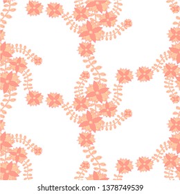 Pink floral seamless pattern on white. Design element stock vector illustration for web, for print, for fabric print