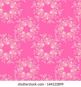 Pink floral seamless pattern - vector