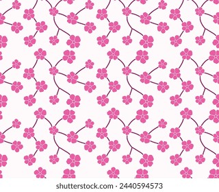 Pink floral seamless patterns adorned with small flowers, creating a charming and elegant design.