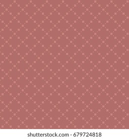 Pink floral textile design. Boho flowers motif. Decorative all over ornament for  wall paper, fabric cloth, scrapbooking. Simple cute geometric printing block. Vector seamless dot line pattern.