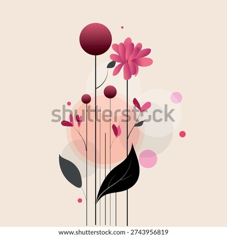 Pink floral vector background with decorative flowers and romantic spring design Pink floral vector background with decorative flowers and romantic spring design