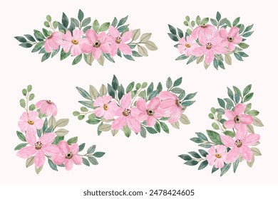 colección de acuarela floral rosa