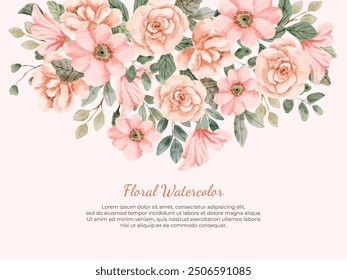 pink floral watercolor bouquet border