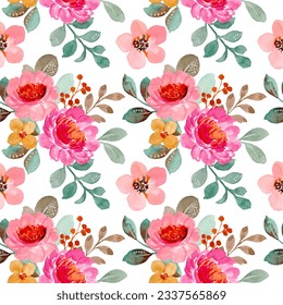 Pink floral watercolor pattern for background, fabric, textile, fashion, wallpaper, wedding, banner, sticker, decoration etc.