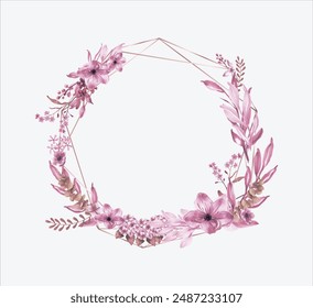 Pink Floral Watercolor Ring.Illustrator and designer. Wedding Invites, save the date, Birthday Invites, Video Invites, E-Cards.