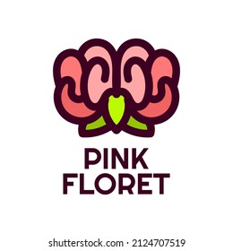 pink floret flora flower nature logo concept design illustration