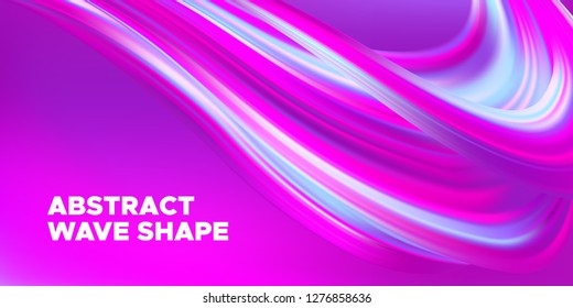 Pink Flow Brochure, Abstract Wave Background. Colorful Liquid Shape in Movement. Flow of Vibrant Wave. Gradient Flyer, Landing Page Template, Business Futuristic Cover. Vector Flow Concept, 3d Splash.