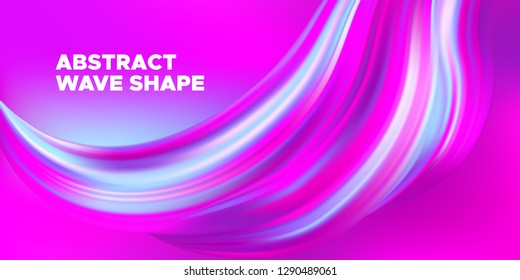 Pink Flow Brochure, Abstract Wave Background. Colorful Liquid Shape in Movement. Flow of Vibrant Wave. Gradient Flyer, Landing Page Template, Business Futuristic Cover. Vector Flow Concept, 3d Splash.