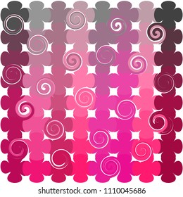 Pink flower with abstract background pattern. Flat design. Vector illustration.