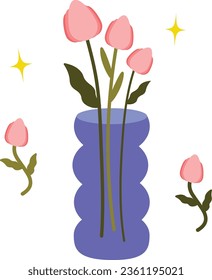 pink flower with aesthetic vases