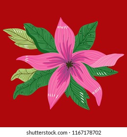 Pink flower arrangement with leaves