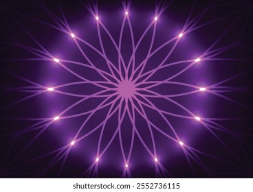 Pink flower art mandala center lights background vector illustration.