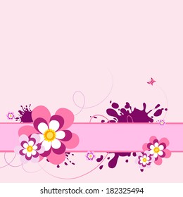Pink flower  background and banner.