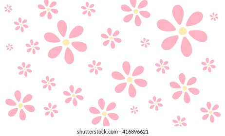 Pink flower background with flat design vector illustration.