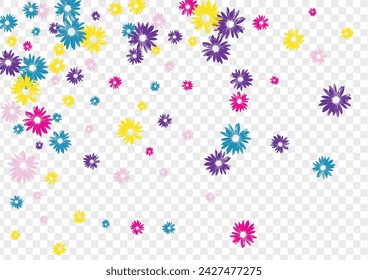 Pink Flower Background Transparent Vector. Leaf Tiny Design. Blue Gerbera Blossom. Summer Tile. Floral Yellow Garden.