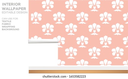 Pink flower background. Vintage pattern. Retro victorian. Can use for textile, fabric,fashion,wrapping,packaging.