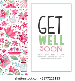 Pink Flower Banner Design with Flora Blossom Vector Template