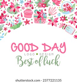 Pink Flower Banner Design with Flora Blossom Vector Template