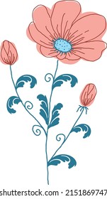 Eine rosafarbene Blume mit schönen Blättern. Die Vektordatei ist für Designs nützlich.