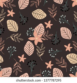 pink flower with black background vector seamless pattern - Great for wallpaper,backgrounds,gifs,surface pattern design,packaging design projects,